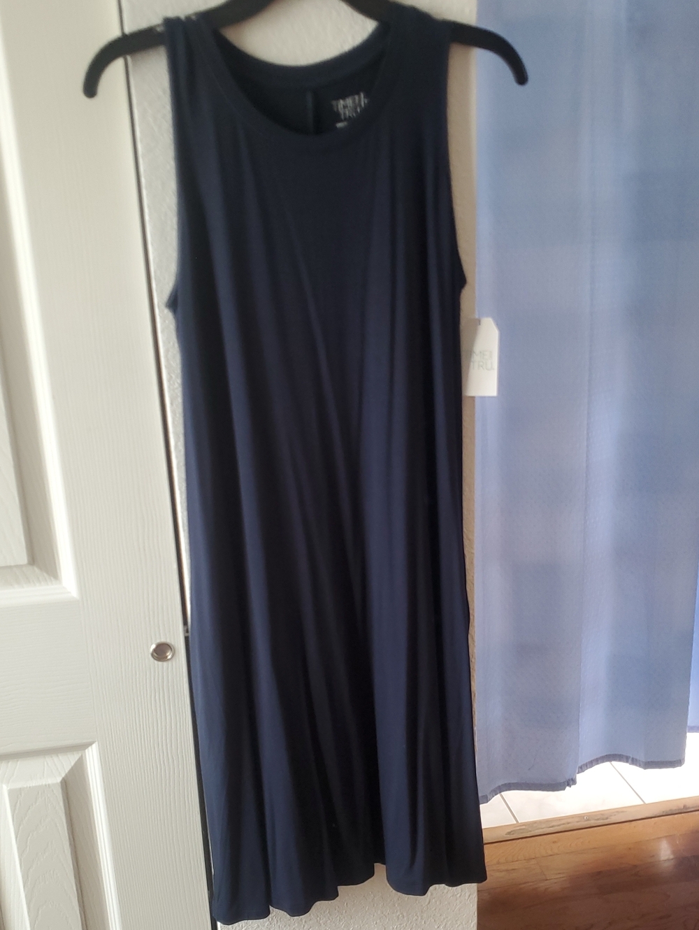 Time and Tru Navy Sleeveless Maxi Dress with Crew Neck
